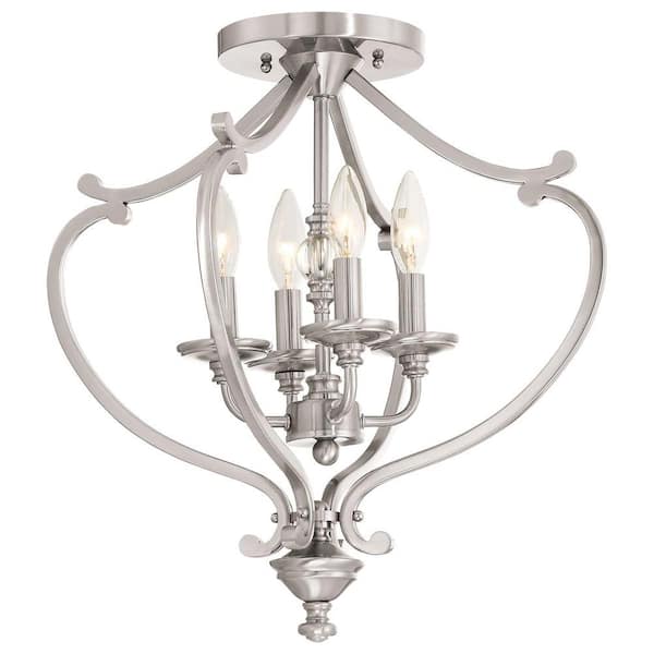 Savannah Row 4-Light Brushed Nickel Semi Flush Mount