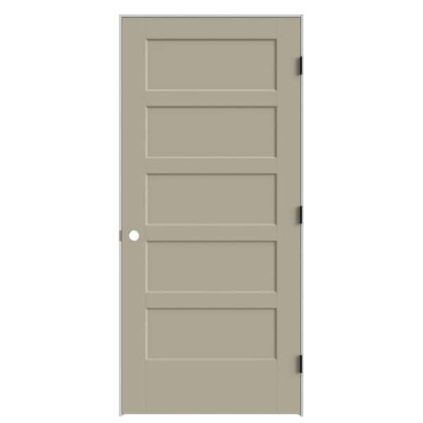 Masonite 36 in. x 80 in. 5-Panel Bayshore Left-Hand Solid Core Smoked Tan Molded Composite Single Prehung Interior Door