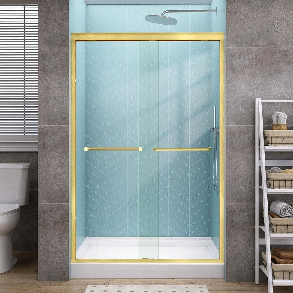 Getpro 48 in. W x 72 in. H Sliding Semi-Frameless Shower Door in Matte ...