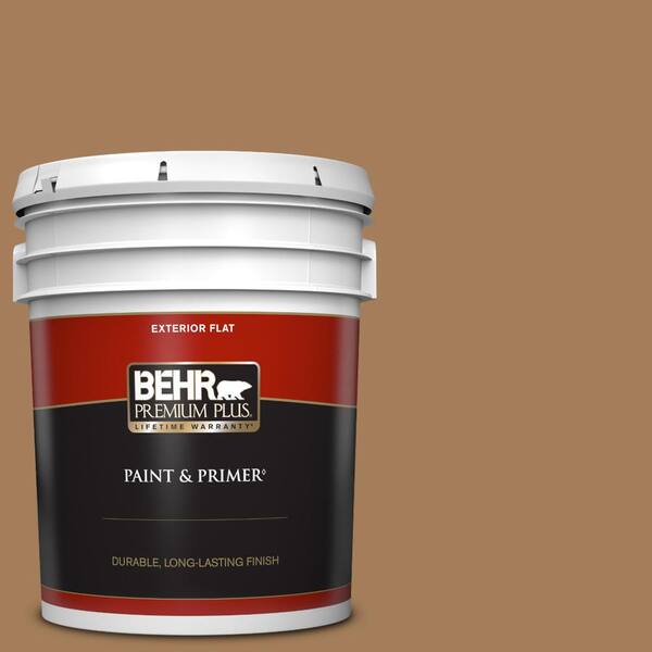 BEHR PREMIUM PLUS 5 gal. #270F-6 Fudge Truffle Flat Exterior Paint & Primer