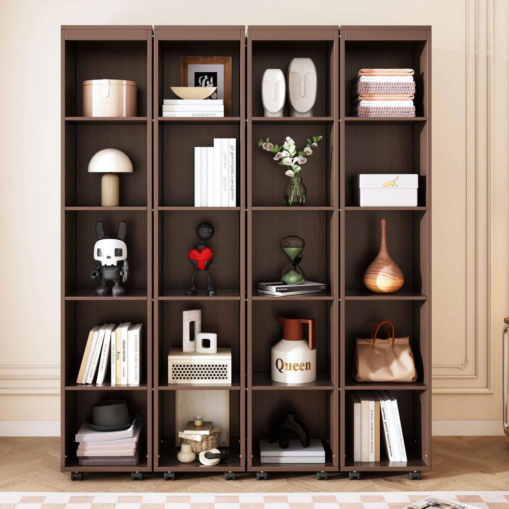 White Wood Frame Queen Murphy Bed Wall Bed with Push-Pull Foldable Storage Cabinets - thumbnail 2