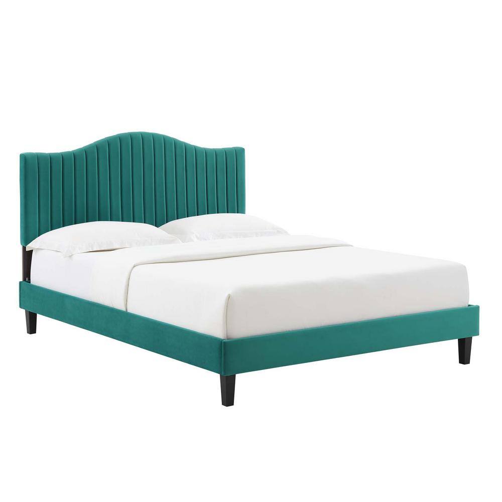 MODWAY Juniper Channel Tufted Performance Velvet King Platform Bed in ...