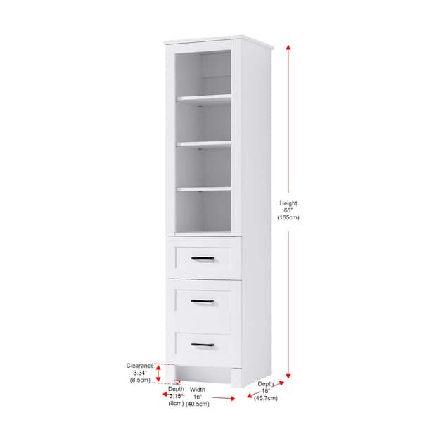 TIMELESS HOME 16 in. W x 18 in. D x 65 in. H White Freestanding