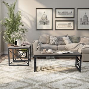 Bonanza 2-Piece 47.25 in. Gray and Black Rectangle Wood Coffee Table Set