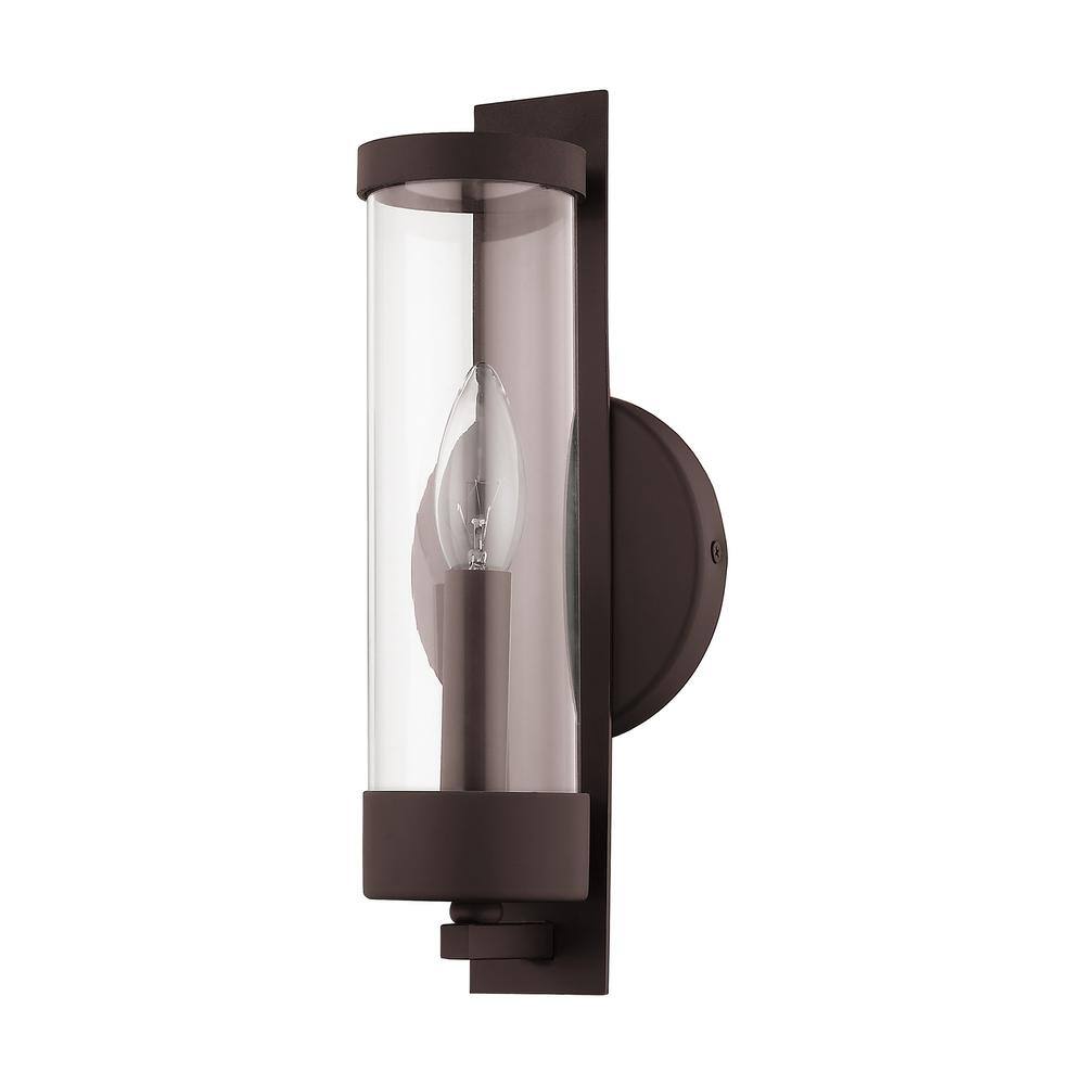 Castleton Modern Bronze Wall Sconce with Clear Glass