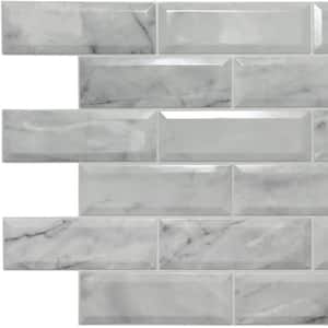 3D Falkirk Retro II 39 in. x 24 in. Off-White Faux Marble Bricks PVC Wall Panel