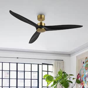 60 in. 3-Blades Indoor Ceiling Fan in Gold and Black with Remote