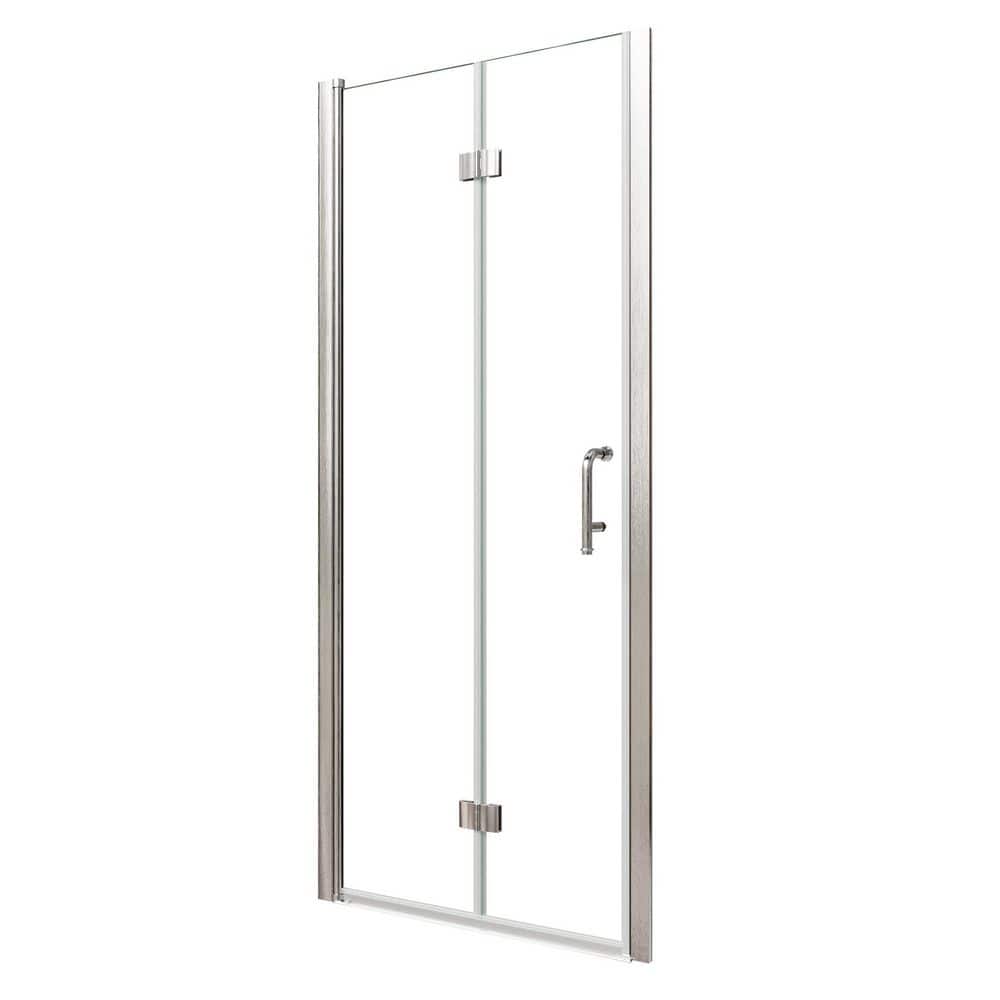 32-34 in. W x 72 in. H Bi-Fold Semi-Frameless Shower Door in Brushed Nickel with 6mm Clear Tempered Glass, Ha price history on PriceWatchPro