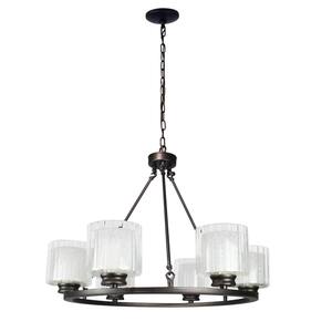 Fremont 6-Light Wagon Wheel Chandelier with Glass Shades