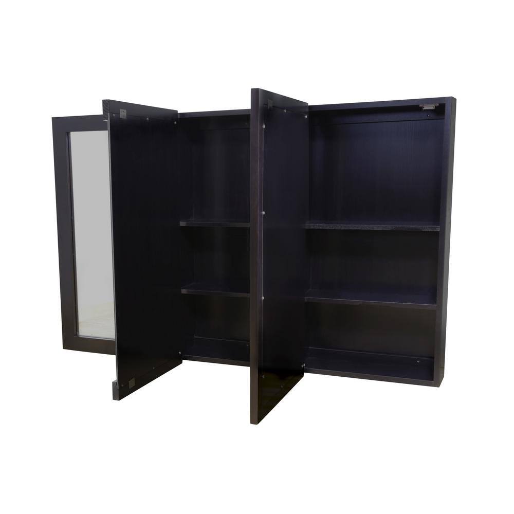 Ventura 30-Inch Espresso Pine Tri-View Medicine Cabinet