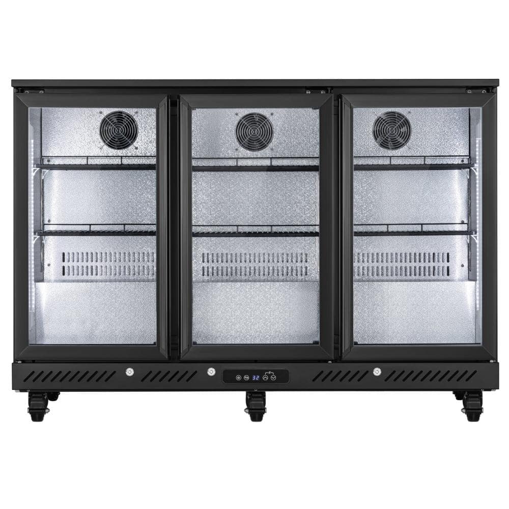 53.1 in. W 10 cu. ft. Commercial 2-Glass Door Back Bar Cooler Refrigerator with LED Lighting in Black