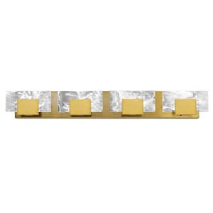 33 in. 4-Light Bathroom Modern Light Fixture Brushed Gold LED Vanity Light Bar 20W Wall Sconce with 3000K Warm Light