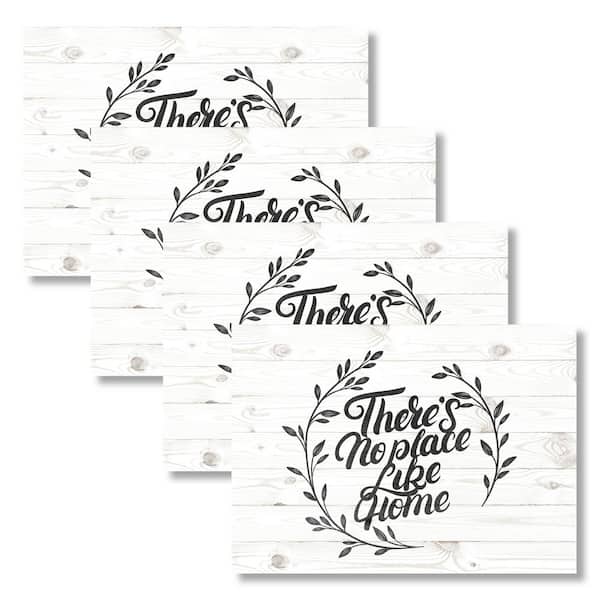 Morgan Home MHF Home 18 in. x 13 in. Polypropylene There's No Place Like Home White Wood Placemats (Set of 4)