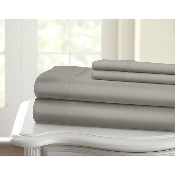 Gray 1200-Thread Count Deep Pocket Solid Cotton Twin XL Sheet Set  1200-SOLID-TwinXL-Gray - The Home Depot