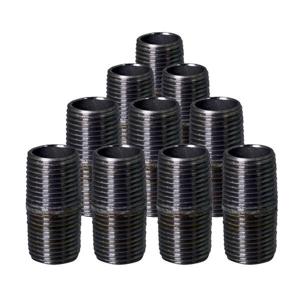 The Plumber's Choice Black Steel Pipe, 1/8 in. x 1 in. Closed Nipple Fitting (10-Pack)