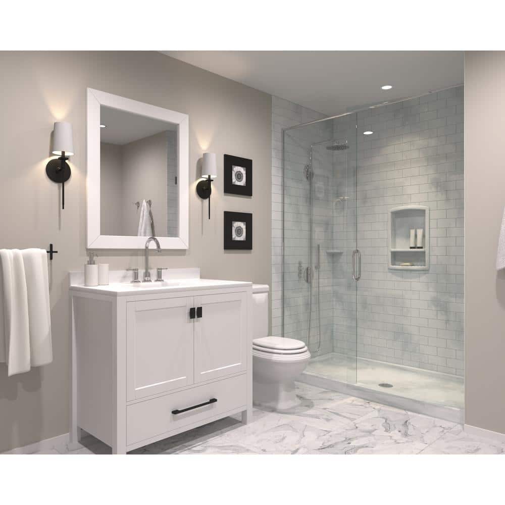 White Engineered Solid Surface Single Sink Bathroom Vanity Top