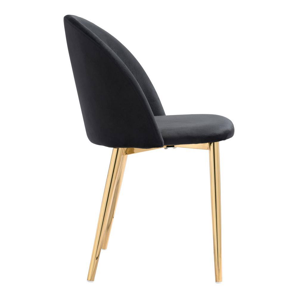 Black Upholstered Metal and Wood Side Chairs, Set of 2