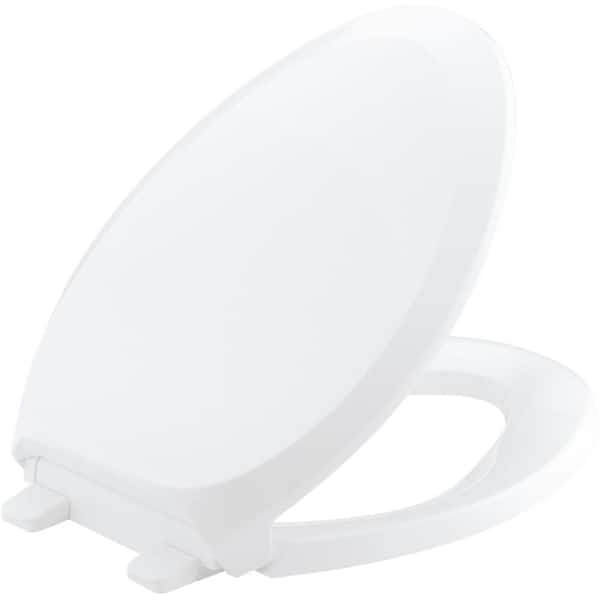 KOHLER French Curve Quiet-Close Elongated Closed Front Toilet Seat with Grip-Tight Bumpers in White