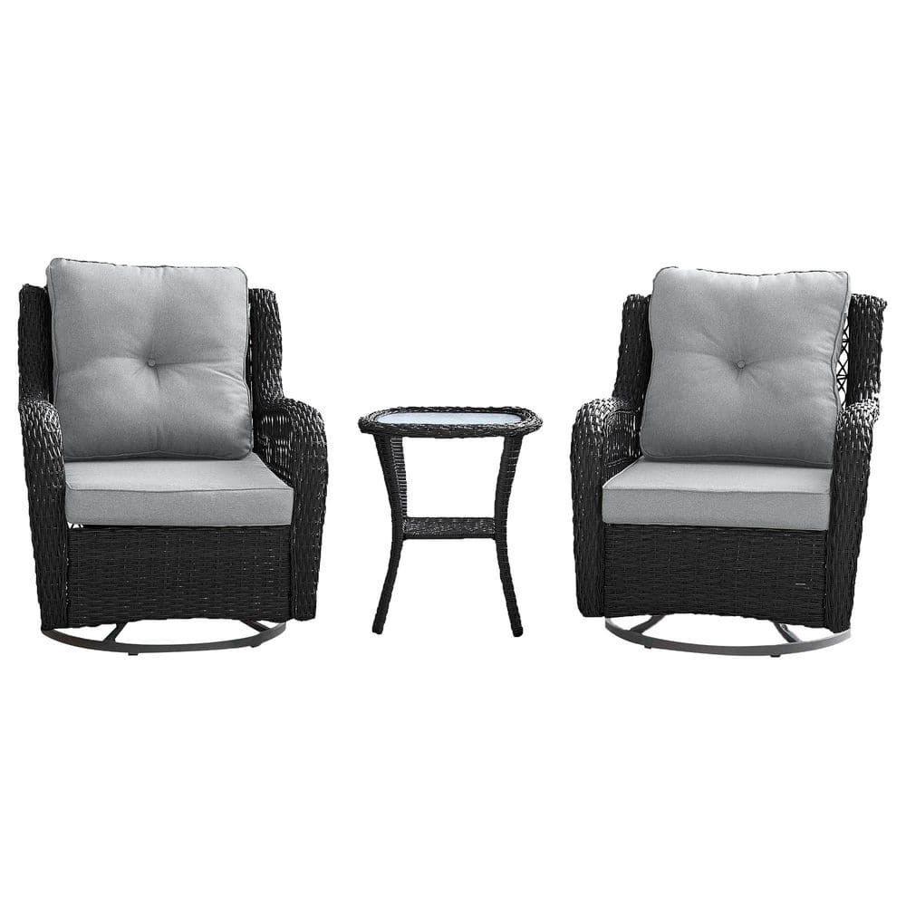 3-Piece Metal Wicker Patio Conversation Set with Gray Cushions price history on PriceWatchPro