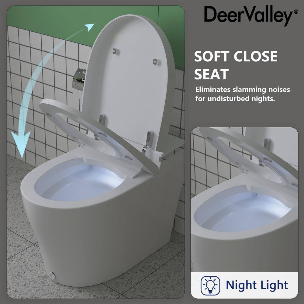 White Elongated Smart Toilet with Heated Seat and Night Light