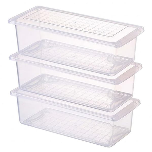 3-Pack 1.5L Removable Drain Tray Produce Saver Containers Set Fruit and Vegetable Storage Containers for Fridge Fresh