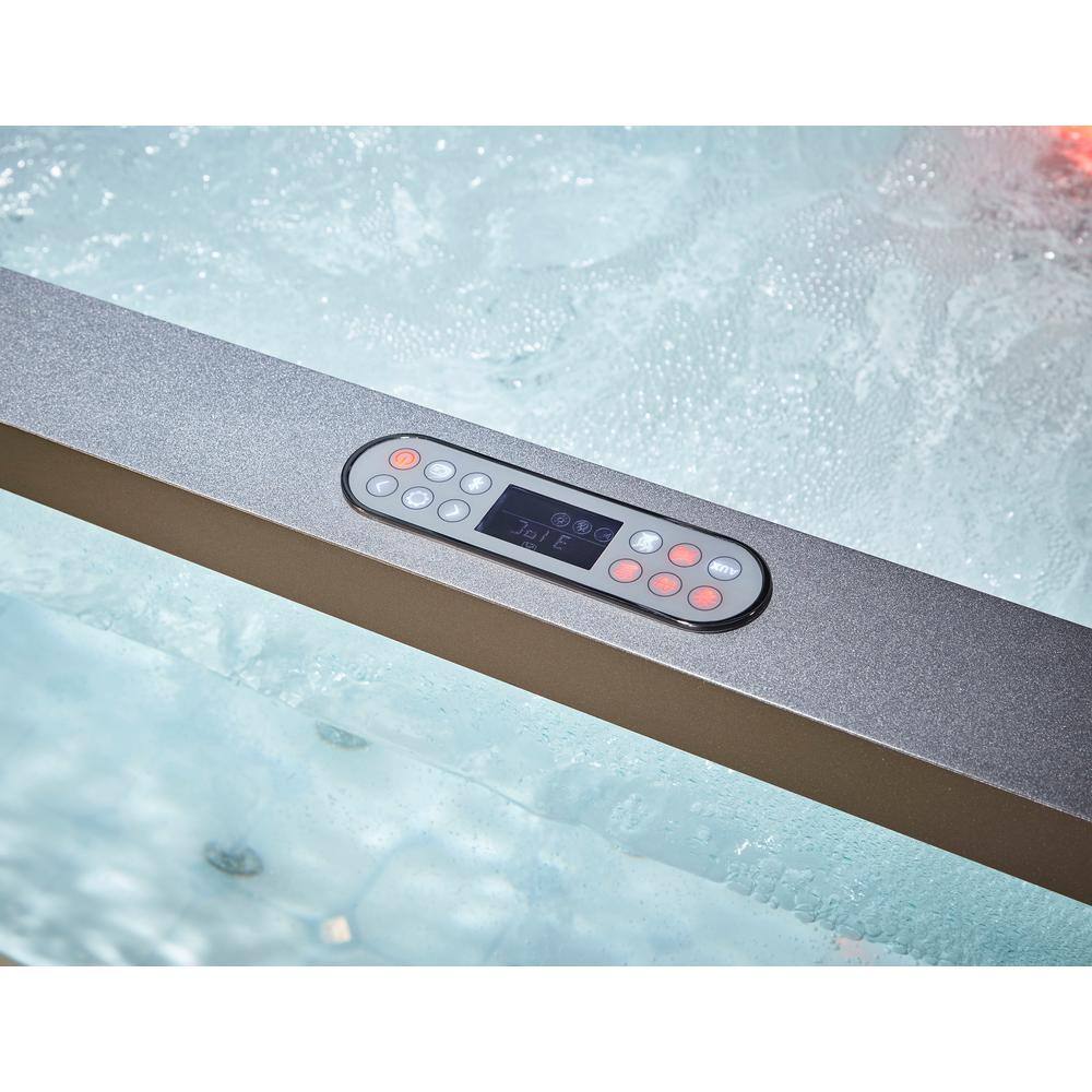70.9'' White Acrylic Freestanding Whirlpool Bathtub with Glass Panel