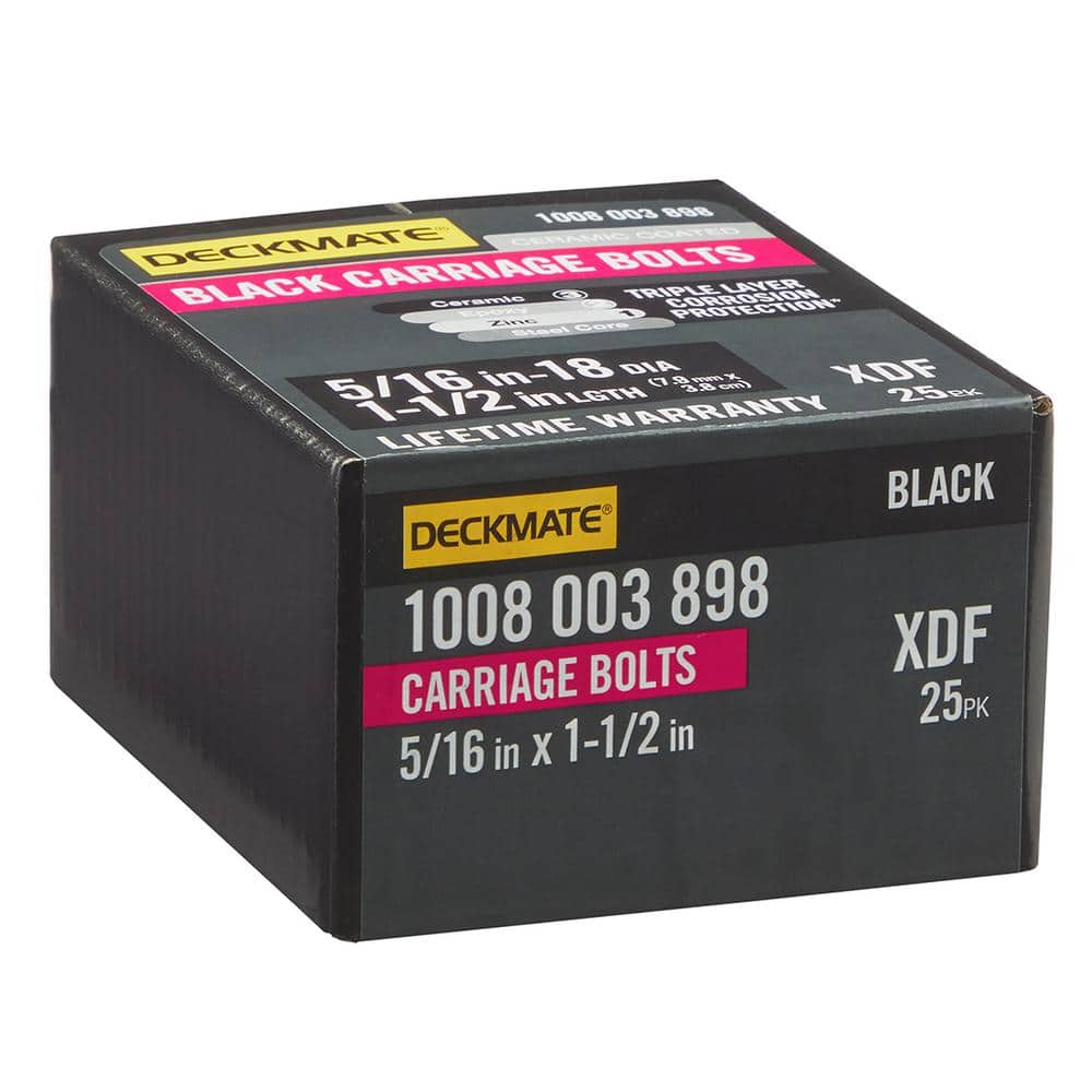 5/16 in.-18 x 1-1/2 in. Black Deck Exterior Carriage Bolt (25-Pack) price history on PriceWatchPro