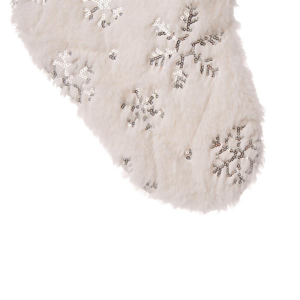 Glitzhome 21 in. H White Polyester Plush Christmas Stocking (2