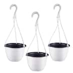 8.25 in. White/Gray Plastic Hanging Basket (3-Pack)