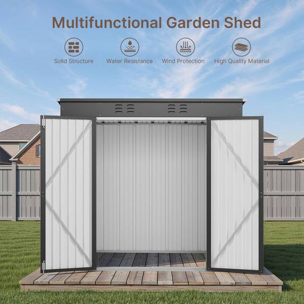 8 x 6 ft. Metal Storage Shed, Rust‑Resistant Waterproof, Lockable
