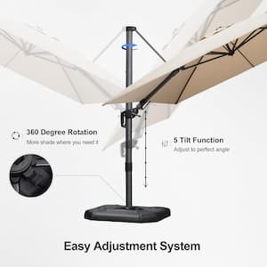 9 ft. x 12 ft. Cantilever Umbrella Swivel Aluminum Offset 360° Rotation Umbrella in Beige