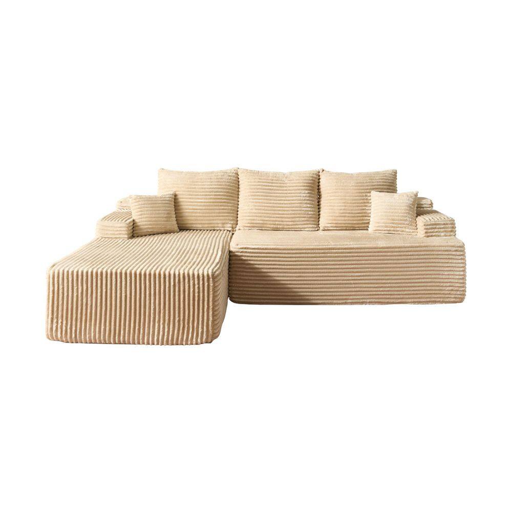 LBB 96 in. Arm 2-Piece Modern Plush Corduroy L-Shape Modular Sectional Sofa Boneless Couch in Beige with Left Chaise price history on PriceWatchPro