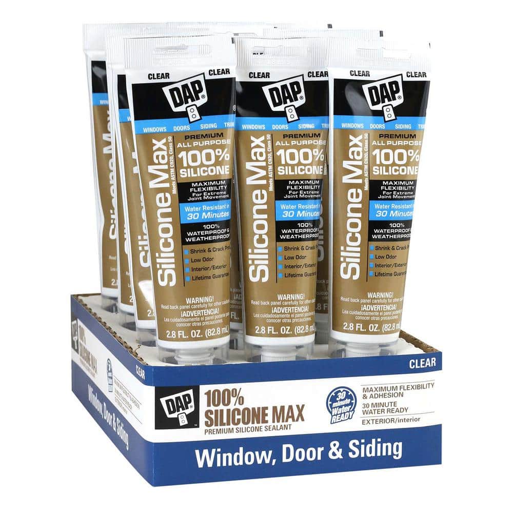 DAP Silicone Max 2.8 oz. Clear Premium Window, Door and Siding Silicone Sealant (12-Pack) -  7079808792