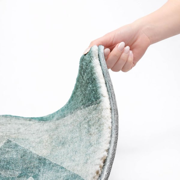 Dream Shag Premium Machine Washable Abstract ADS671 Teal 9 ft. x 12 ft. Area Rug