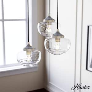 Saddle Creek 3-Light Brushed Nickel Schoolhouse Chandelier with Seeded Glass Shades