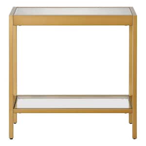 Alexis 24 in. Wide Brass Rectangular Side Table