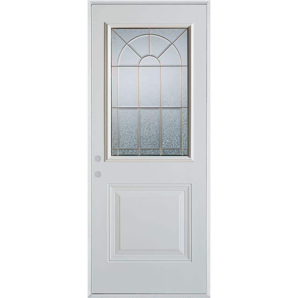 Geometric 32 in x 80 in 1 Panel Right-Hand/Inswing 1/2 Lite White Primed Smooth Fiberglass Prehung Front Door price history on PriceWatchPro