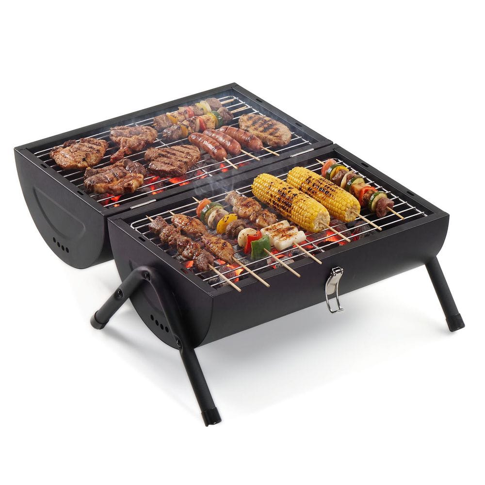 16.53 in. Portable Grill Double-Sided Charcoal Grill in Black with Carry Bag price history on PriceWatchPro