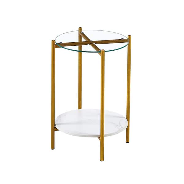 Sudzendf White Metal Round Outdoor Side Table 1-Piece