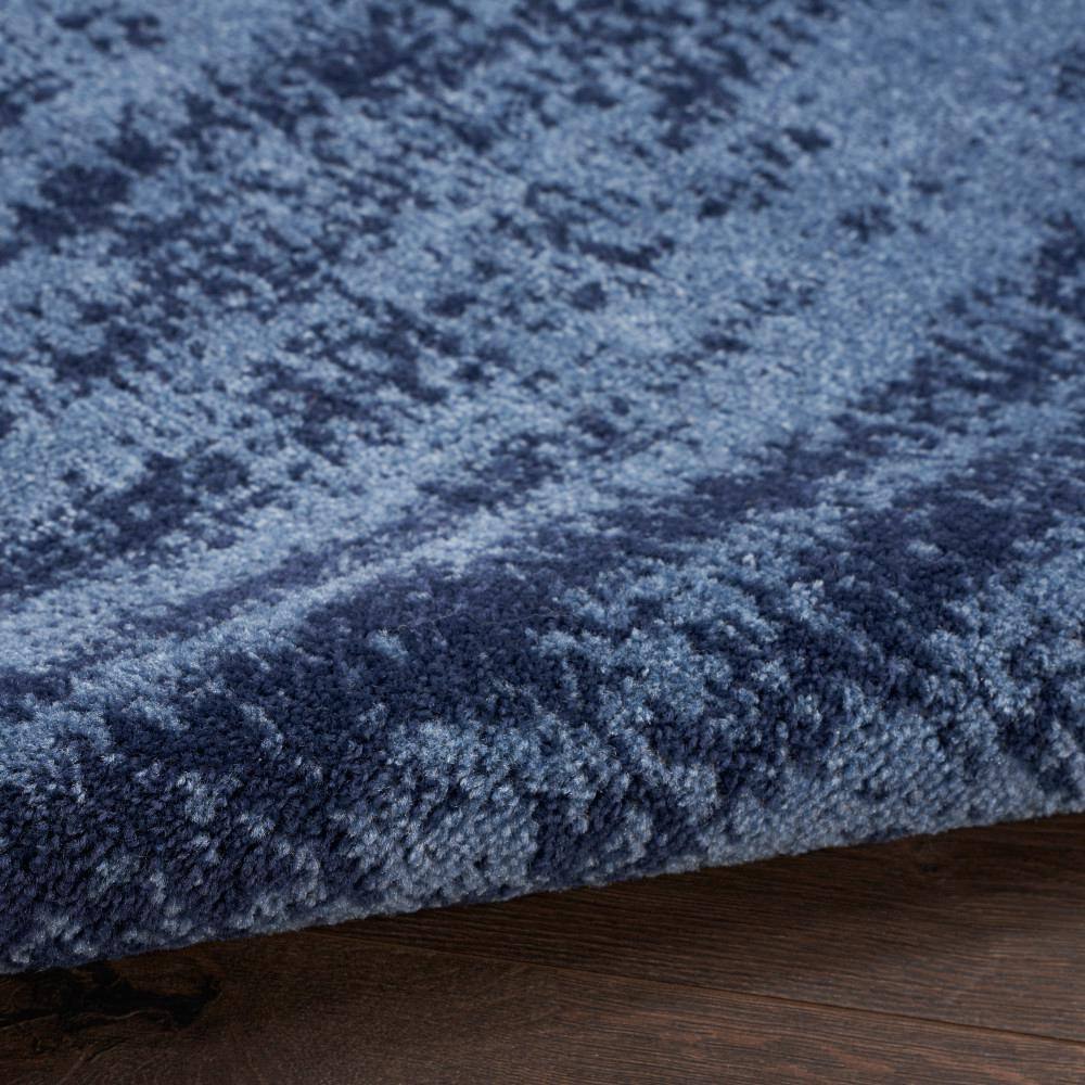Denim Blue Abstract 4' x 6' Stain-Resistant Outdoor Rug