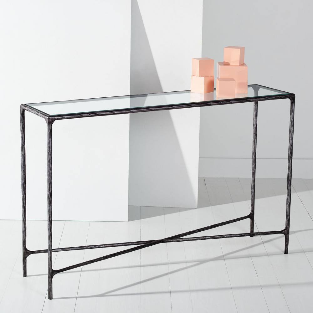 Jessa Aristocratic Black Metal and Glass 48'' Console Table