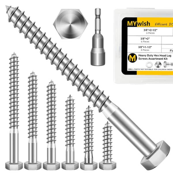 MYWISH 128-Piece 1/4 in. Lag Screws and Washers Kit Black Oxide