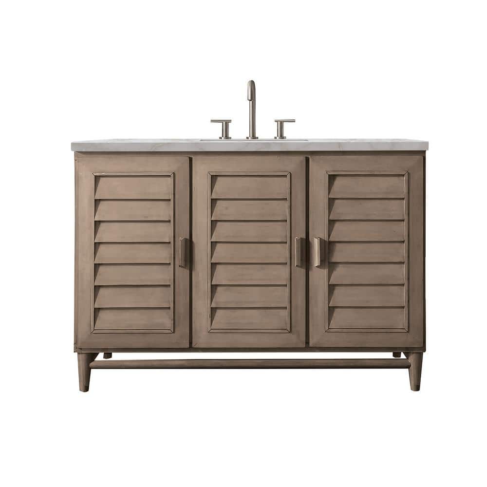 Portland 48" Whitewashed Walnut Single Vanity with Solid Wood Doors