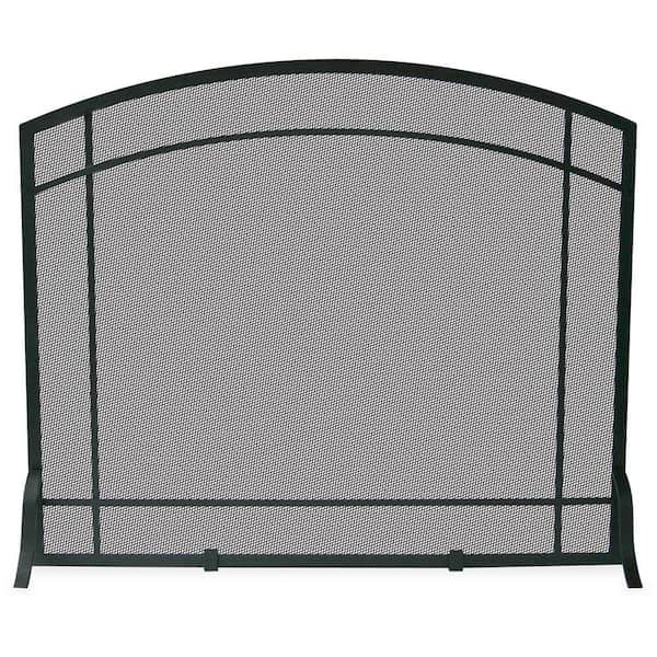 UniFlame Black Wrought Iron 39 in. W Steel Frame Single-Panel Fireplace Screen with Mission Design