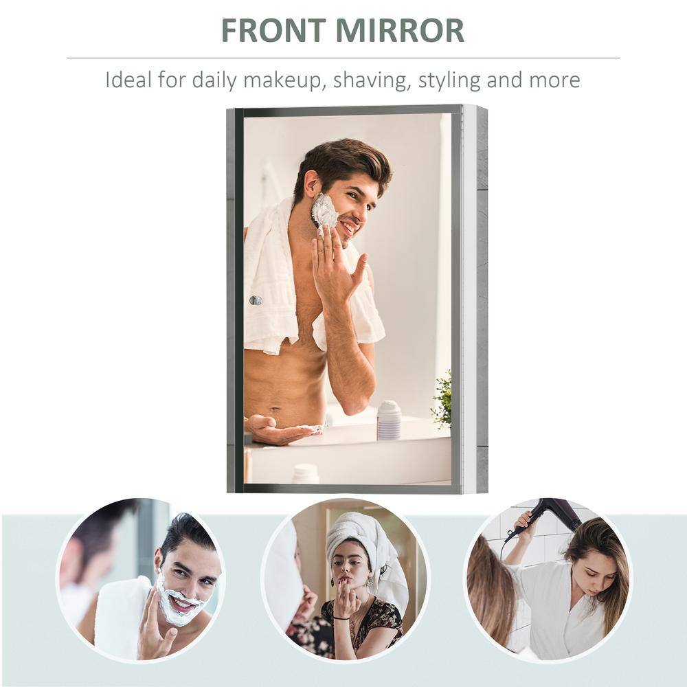 Stainless Steel Wall-Mounted Bathroom Mirror Cabinet with Shelves