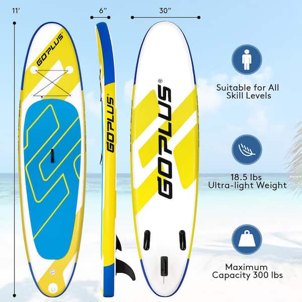 Costway 132 in. Inflatable Stand Up Paddle Board 6 ft. ft. Thick W