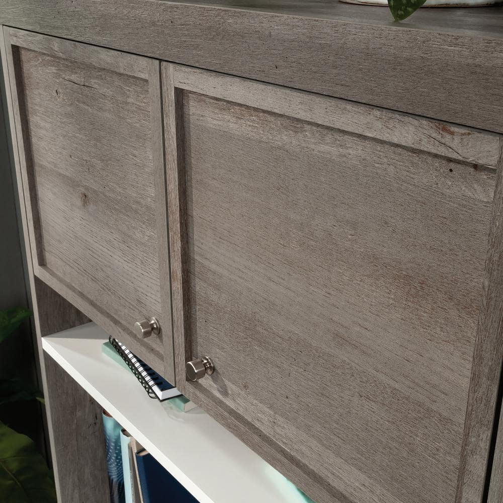 Mystic Oak and White Craft Storage Hutch with Adjustable Shelf