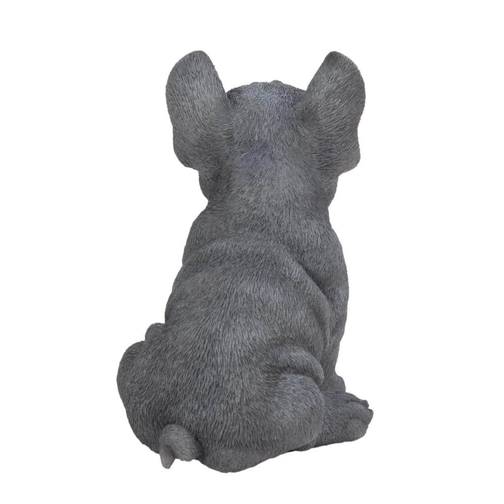 Gray Resin French Bulldog Puppy Sitting Statue