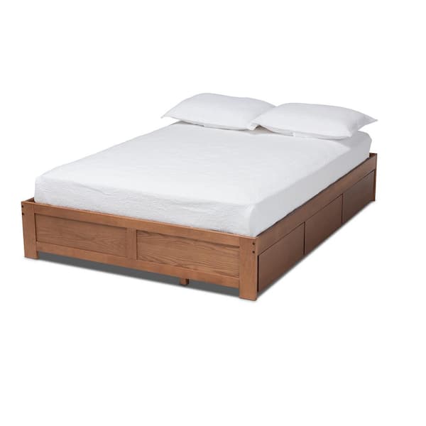 Baxton Studio Wren Walnut Full Platform Storage Bed Frame 158 9620