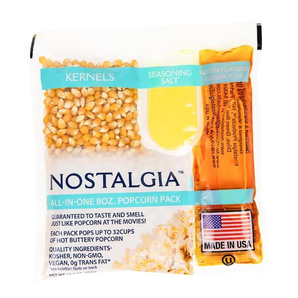 Nostalgia Premium 8-Ounce Popcorn, Oil and Seasoning Salt All in 1 Packs-24